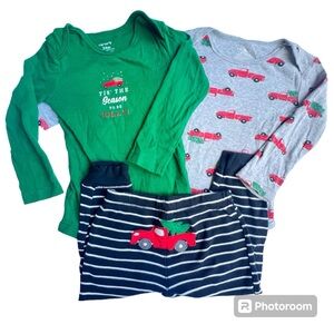 Carter’s- 5-Piece Christmas Matching Set Size 24m Green/Gray